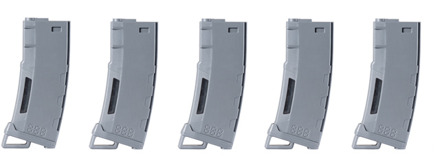 Lancer Tactical 130 Round High Speed Mid-Cap Magazine Pack of 5 (Gray)