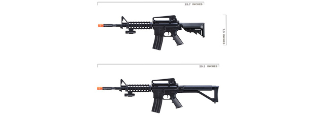 UK Arms M-16A Spring Powered Rifle with 2 Magazines and 2 Stocks (Color: Black)