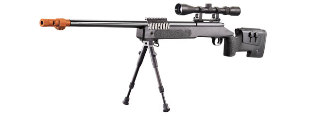 WellFire M40A5 Bolt Action Airsoft Sniper Rifle w/ Scope and Bipod (Color: Black)