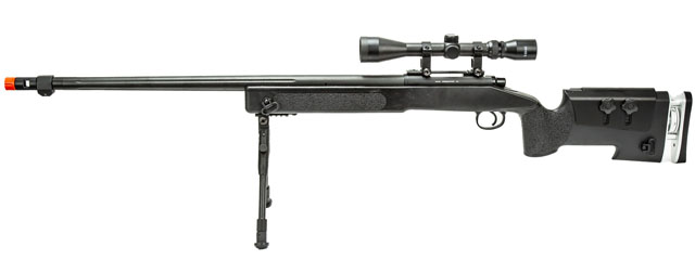 WellFire MB17BAB Bolt Action Airsoft Sniper Rifle w/ Scope and Bipod (Color: Black)