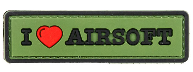 "I Love Airsoft" PVC Morale Patch (Color: Green)