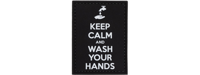 Keep Calm and Wash Your Hands PVC Patch (Color: Black)