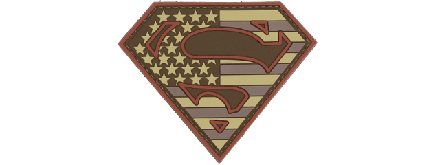 US Flag Superman Shield PVC Patch (Color: Coyote Tan)