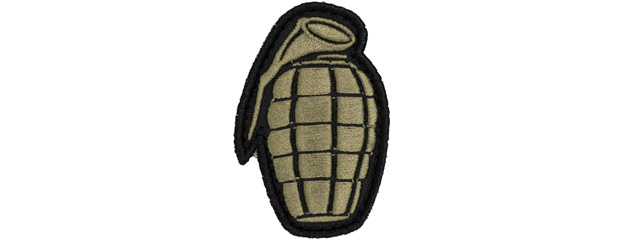 Embroidered Grenade Shape Patch w/ Black Background
