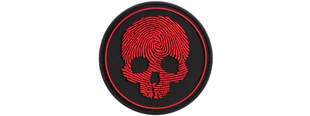 Fingerprint Skull PVC Patch (Color: Black / Red)