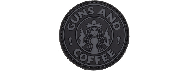 Guns and Coffee PVC Patch (Color: Black and Gray)
