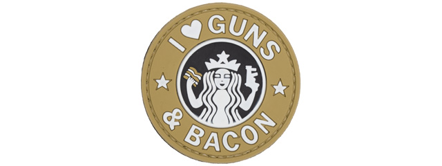 I Heart Guns & Bacon PVC Patch (Color: Tan)