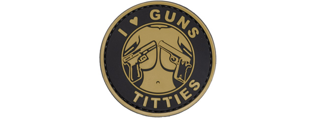 I Heart Guns & Titties PVC Patch (Color: Tan)