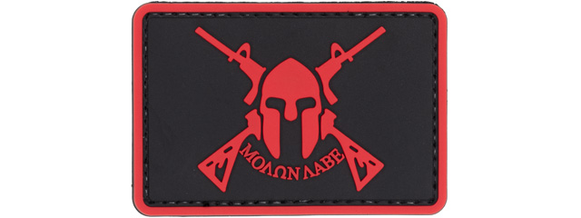 Molon Labe Spartan with Two Rifles PVC Patch (Color: Red)