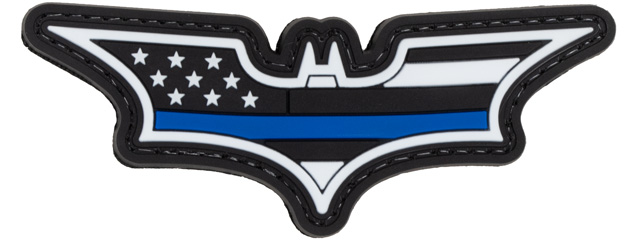 Batman US Flag PVC Patch (Color: Black and White w/ Blue Stripe)