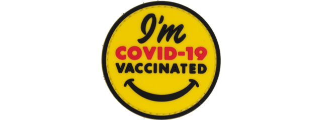 "I'm Covid-19 Vaccinated" Smiley PVC Patch (Color: Yellow)