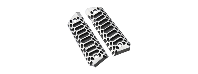 Atlas Custom Works Cobra 1911 Full Size Aluminum Grips (Color: Silver & Black)