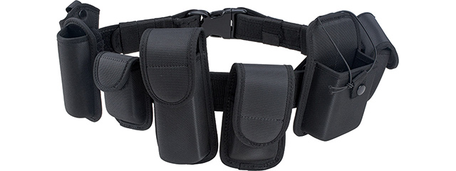 Code 11 Police Battle Belt w/ Hard Shell Pouches (Color: Black)