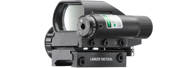 Lancer Tactical 4 Pattern Reticle Reflex Sight w/ Green Laser (Color: Black)