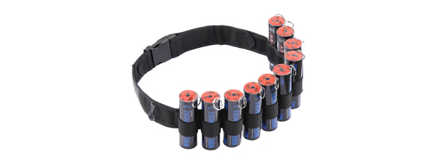 Enola Gaye Hang Ten Bandolier Belt for Airsoft Smoke Grenades (Color: Black) - Click Image to Close