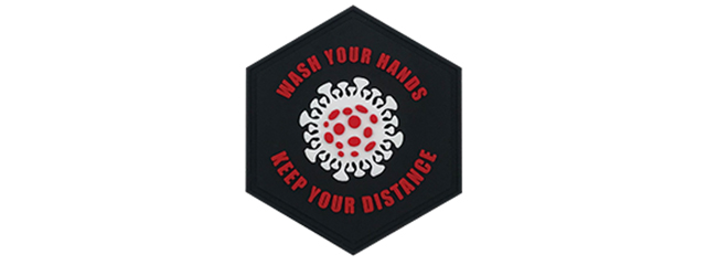 Hexagon PVC Patch Wash your hands, Keep your distance