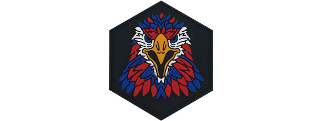 Hexagon PVC Patch Eagle Face