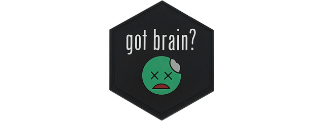 Hexagon PVC Patch "Got Brain?" Lower Case