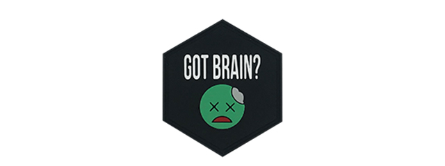 Hexagon PVC Patch "Got Brain?" All Cap