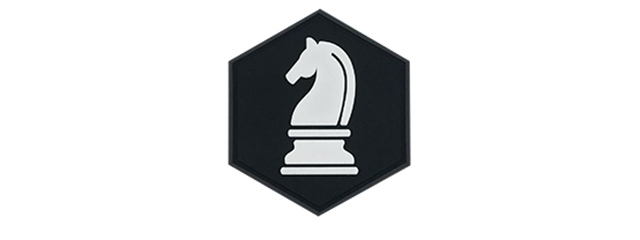 Hex PVC Patch White Knight Chess Piece - Click Image to Close