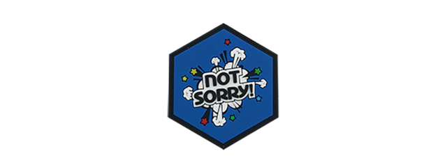 Hexagon PVC Patch "Not Sorry" Blue