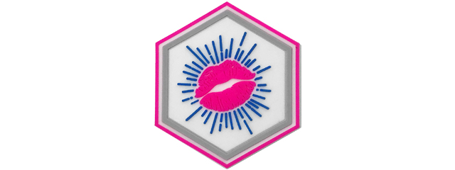 Hexagon PVC Patch Pink Kiss Lips