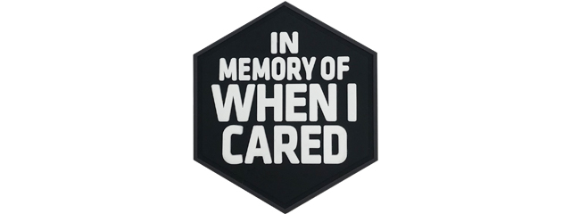 Hexagon PVC Patch "In Memory of When I Cared"