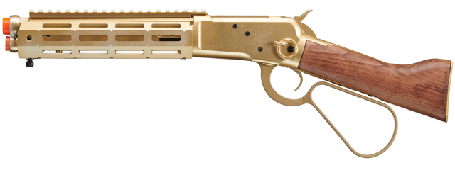 Atlas Custom Works M1873 "Mares Leg" Lever Action Airsoft Green Gas Rifle w/ M-LOK Rail (Color: Gold)