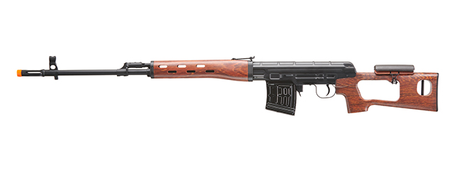 Atlas Custom Works Full Metal SVD Spring Rifle with Removable Cheek Rest (Color: Black & Faux Wood)