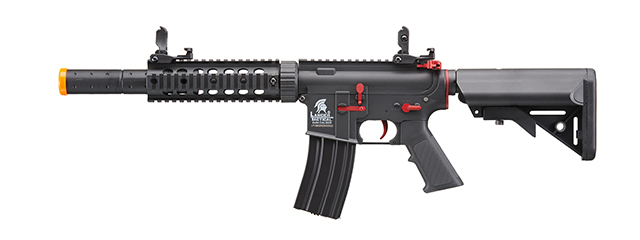 Lancer Tactical Gen 2 M4 SD Carbine Airsoft AEG Rifle with Red Accents (Color: Black)