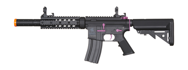 Lancer Tactical Gen 2 M4 SD Carbine Airsoft AEG Rifle with Mock Suppressor (Color: Black / Purple)