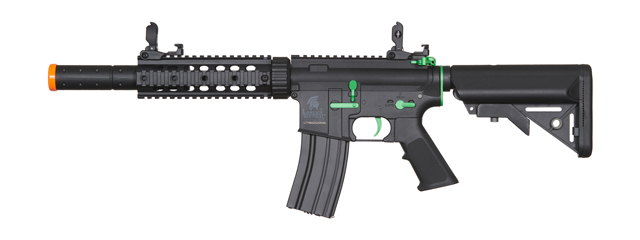 Lancer Tactical Gen 2 M4 SD Carbine Airsoft AEG Rifle with Mock Suppressor (Color: Black / Green)