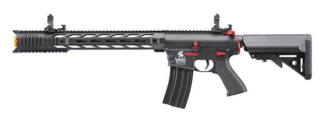 Lancer Tactical Gen 2 M4 SPR Interceptor Airsoft AEG Rifle with Red Accents (Color: Black)