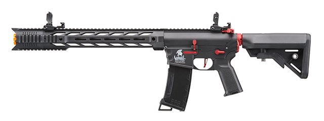 Lancer Tactical Gen 3 M4 SPR Interceptor Airsoft AEG Rifle with Red Accents (Color: Black)