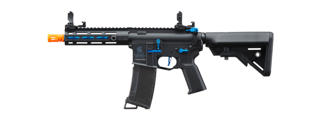 Lancer Tactical Gen 3 Hellion 7" M-LOK Airsoft AEG Rifle w/ Crane Stock (Color: Black & Blue)