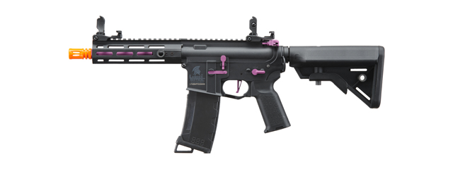 Lancer Tactical Gen 3 Hellion 7" M-LOK Airsoft AEG Rifle w/ Crane Stock (Color: Black & Purple)