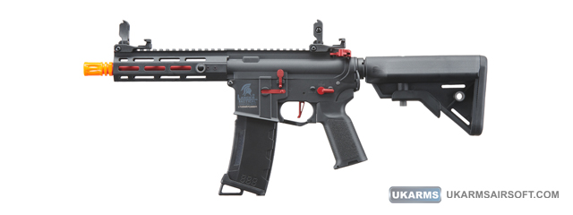 Lancer Tactical Gen 3 Hellion 7" M-LOK Airsoft AEG Rifle w/ Crane Stock (Color: Black & Red)