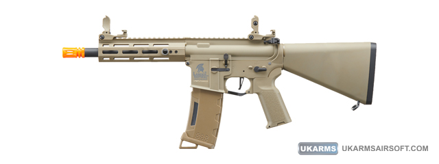 Lancer Tactical Gen 3 Hellion 7" M-LOK Airsoft AEG Rifle w/ Stubby Stock (Color: Tan)