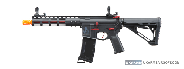 Lancer Tactical Gen 3 Archon 9" M-LOK M4 Airsoft Rifle w/ Delta Stock (Color: Black & Red)