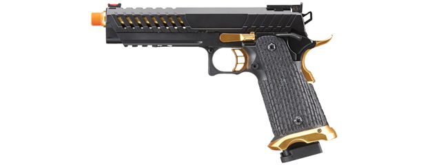 Lancer Tactical Knightshade Hi-Capa Gas Blowback Airsoft Pistol (Color: Black & Gold)