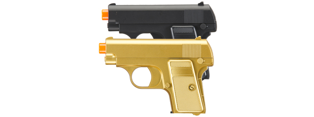 Omega Dual Spring Powered Airsoft Pistols (Color: Black & Gold)