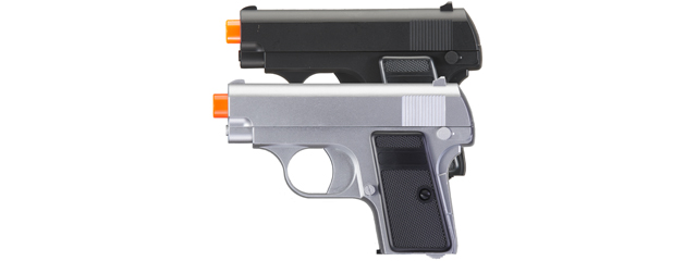 Omega Dual Spring Powered Airsoft Pistols (Color: Black & Silver)