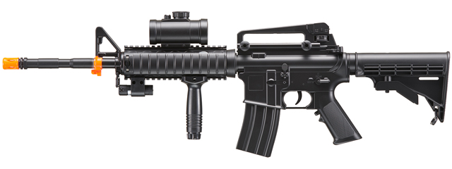 DE M4 RIS TACSPEC ELECTRIC AEG RIFLE W/ FLASHLIGHT AND RED DOT SCOPE