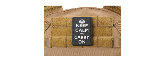3D "Keep Calm and Carry On" PVC Morale Patch (Color: White)