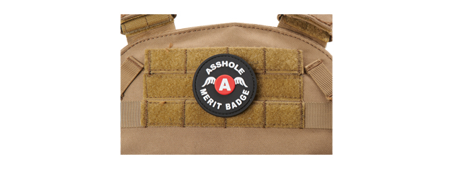 Asshole Merit Badge PVC Morale Patch (Color: Black & Red)