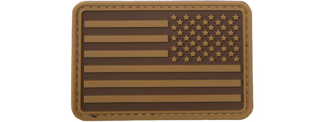 3D US Flag Reverse PVC Patch (Color: Coyote Brown)