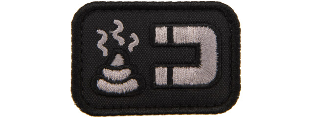 Embroidered Shit Magnet Patch (Color: Black and Gray)