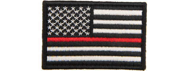 Embroidered Forward US Flag Patch w/ Red Line (Color: Black)