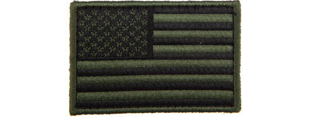 Embroidered Forward US Flag Patch (Color: Green)