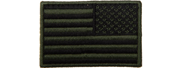 Embroidered Reverse US Flag Patch (Color: Green)